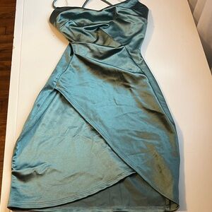 Windsor Asymmetrical Satin Dress in Teal
